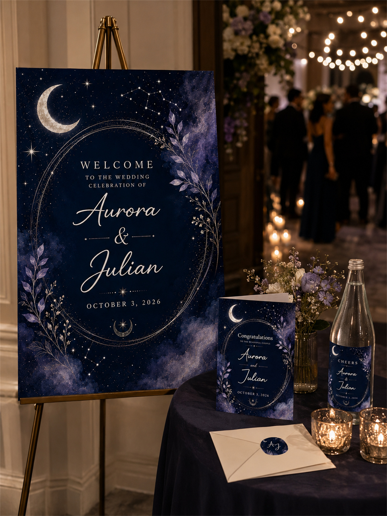 Starry Sky Wedding Decoration - Starry Sky Theme Set - Custom Name and Date